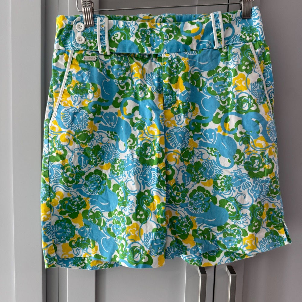 Lilly Pulitzer Bermuda Shorts Size 4 Lion Floral‎ Print Golf Resort Casual